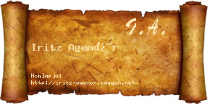Iritz Agenór névjegykártya